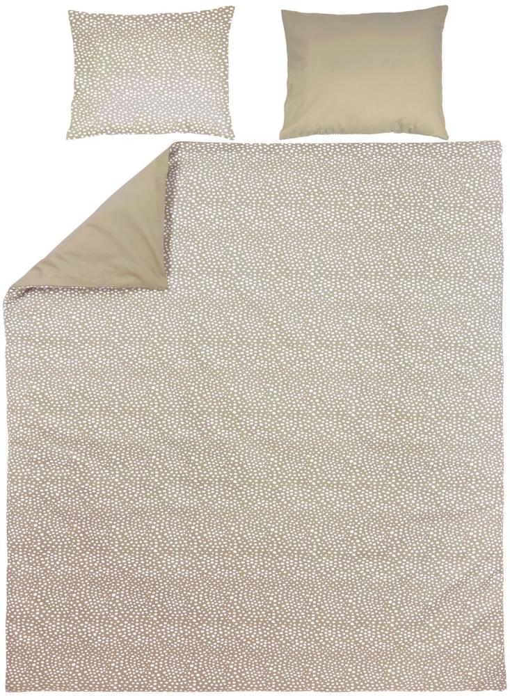 Meyco Home Cheetah/Uni Bettwäsche Doppelbett (Baumwolle, atmungsaktives Material, einfache Pflege, praktischer Einschlagstreifen, Maße: 200x200/220 cm), Taupe Bild 1