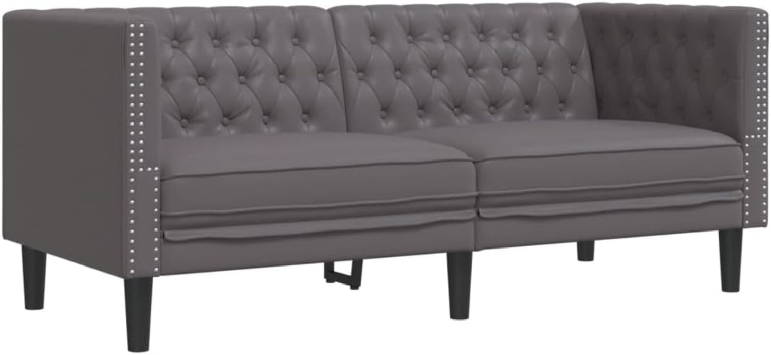 Chesterfield-Sofa 2-Sitzer Grau Kunstleder 372662 Bild 1