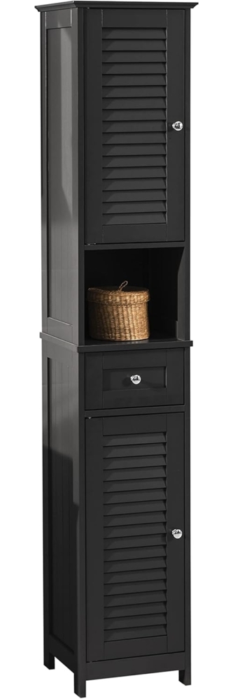 Badschrank mit 1 offenem Fach und Türen Holz Grau FRG236-DG Bild 1