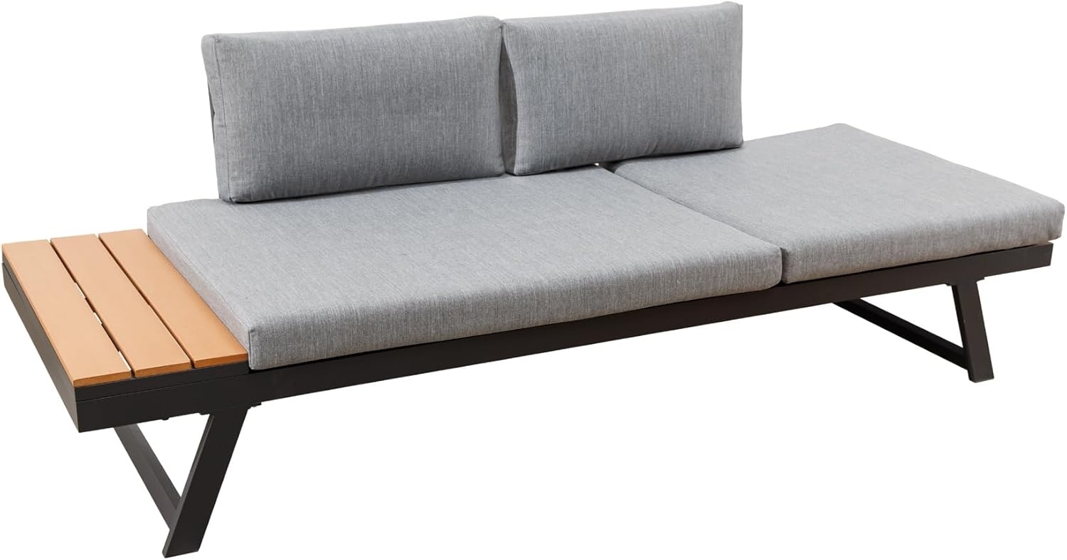 riess-ambiente Loungesofa MODULAR MIAMI 230cm grau natur anthrazit · wetterfeste Outdoor-Liege, Einzelartikel 1 Teile, Balkon/Terrasse/Garten · Aluminium & WPC · verstellbares Kopfteil Bild 1