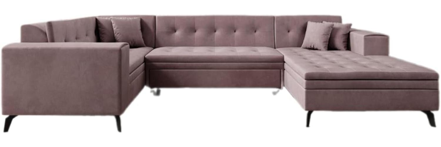 Designer Sofa Neola mit Schlaffunktion Samt Rosé Rechts Bild 1