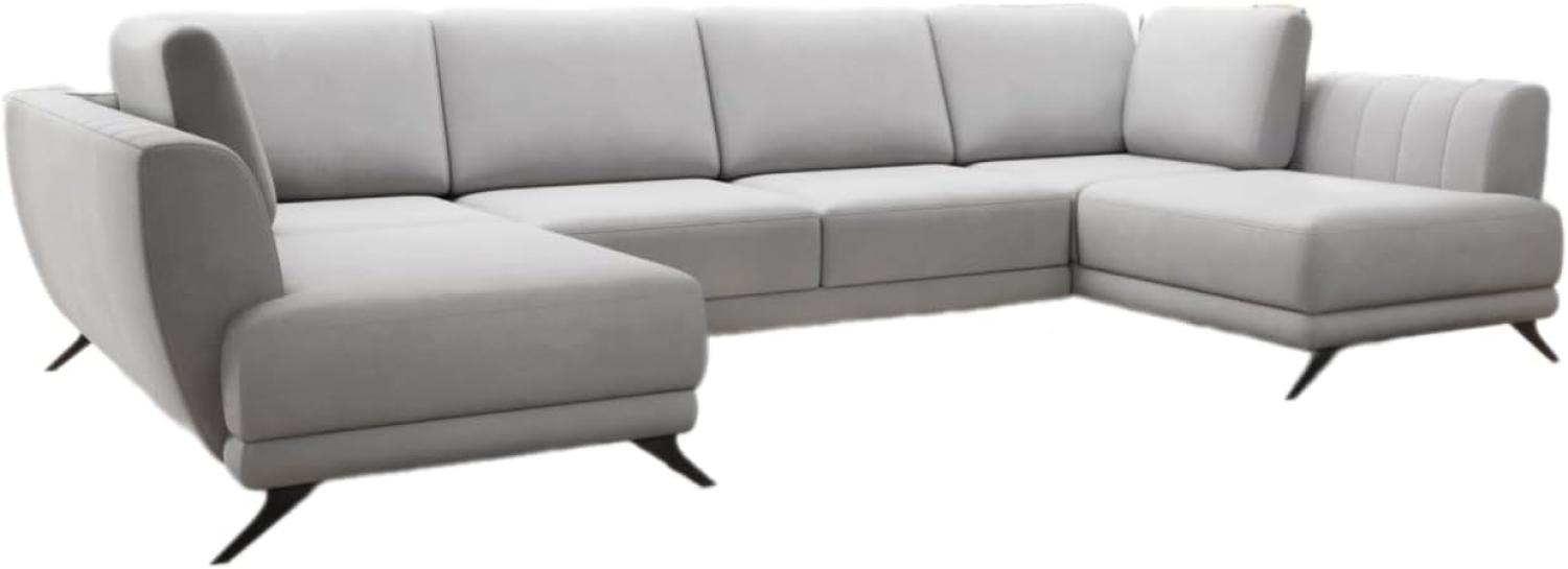 Designer Sofa Nina mit Schlaffunktion Samt Hellgrau Bild 1