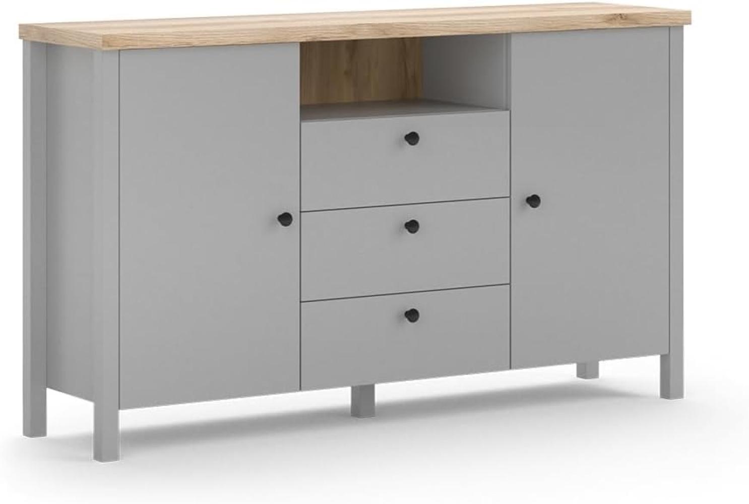 Vicco Sideboard Melini 147x87 cm, Grau Eiche, Wohnzimmerschrank, 2 Türen Bild 1