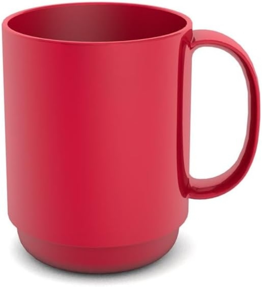 Ornamin Becher mit Henkel 300 ml rot (Modell 510) - Mehrweg-Becher Kunststoff, Kaffeebecher Bild 1