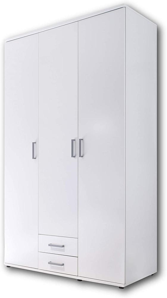 OLLI Eleganter Kleiderschrank 3-türig mit viel Stauraum - Vielseitiger Drehtürenschrank in Weiß - 120 x 196 x 54 cm (B/H/T) Bild 1