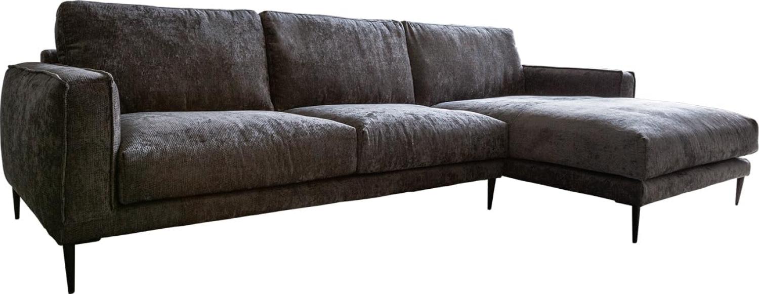 Ecksofa Sottil 290 x 165cm Chenille Anthrazit Recamiere rechts Bild 1