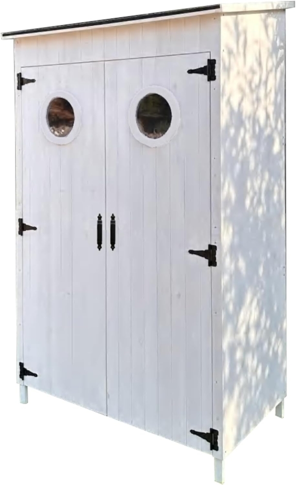 Leco Holz Gartenschrank "Toni", weiß, 118 x 70 x 190 cm (L x B x H) Bild 1