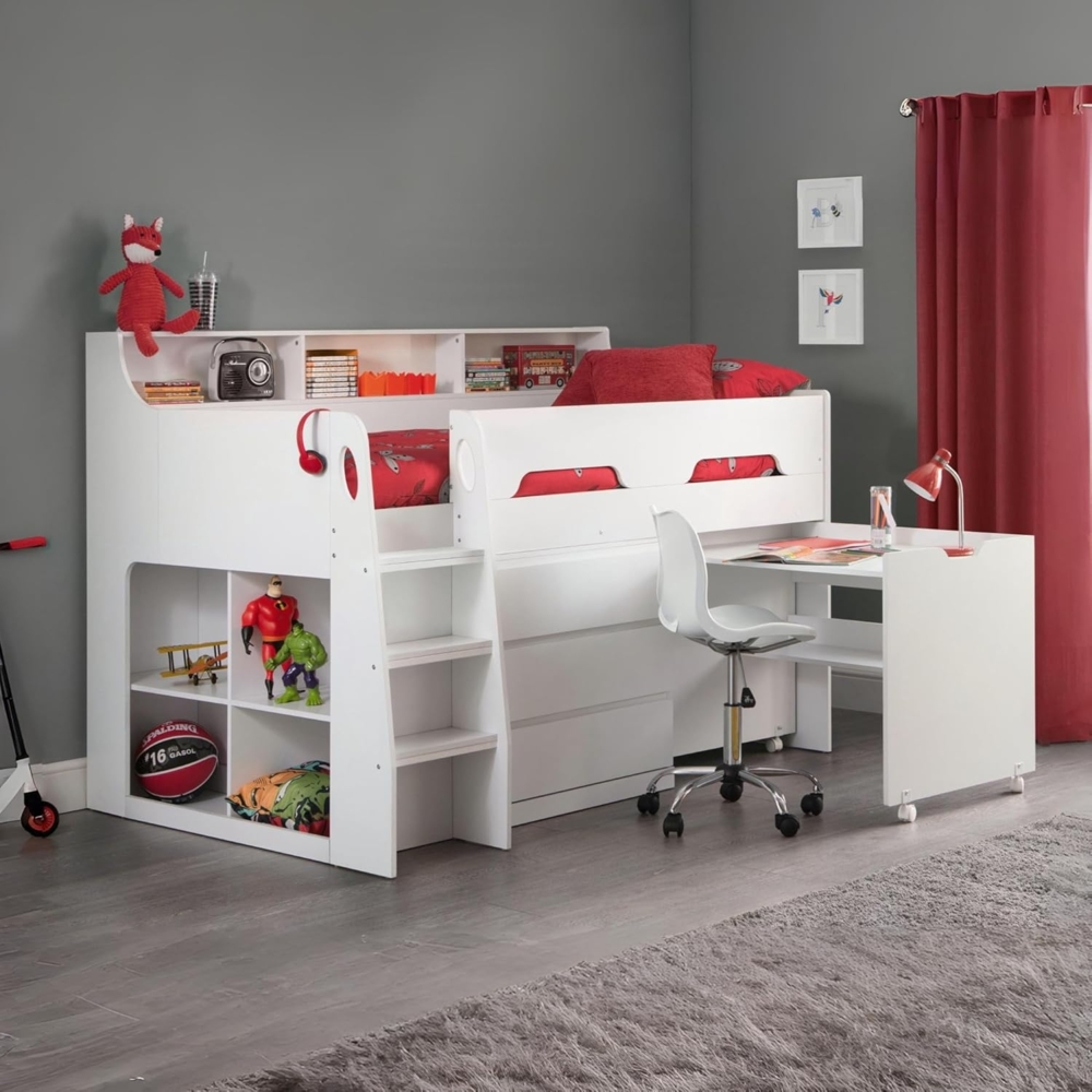 Julian Bowen Jupiter Hochbett, Weiß, Einzelbett Bild 1