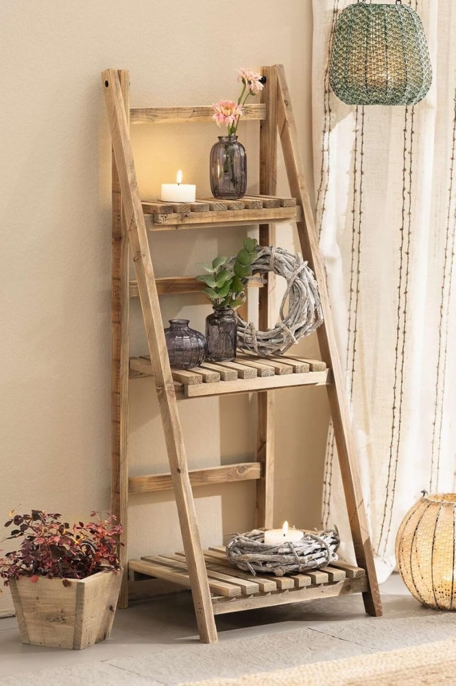 Regal "Recycling-Chic" aus Holz, klappbar, rustikal, 3 Böden, Standregal, Badregal, Blumenregal Bild 1