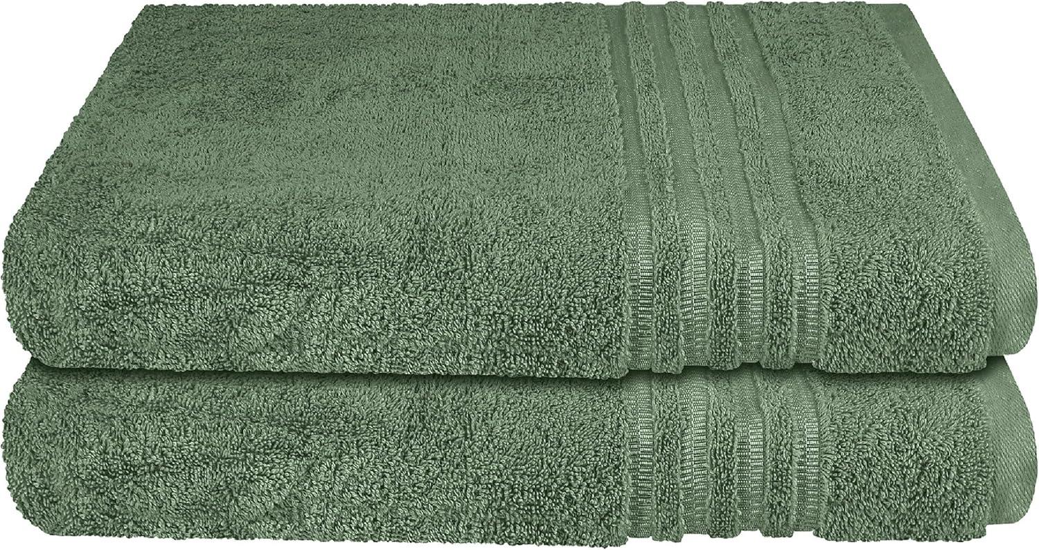 Schiesser Frottier Duschtücher Milano im 2er Set aus Flauschiger, hautfreundlicher Baumwolle, Made IN Green, Farbe:Dunkelgrün, Größe:70 x 140 cm Bild 1