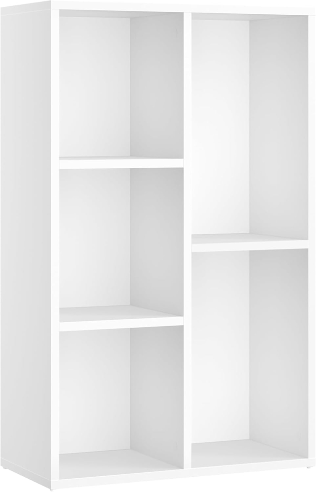 Vasagle Bücherregal, Standregal, mit 5 Fächern, als Raumteiler, Holzspanplatte, Weiß, 50 x 24 x 80 cm Bild 1