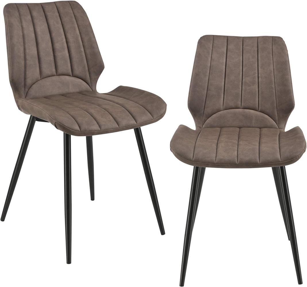 Esszimmerstuhl Mendoza 2er Set 77 x 57,5 x 46 cm Dunkelbraun Wildlederimitat en. casa Bild 1