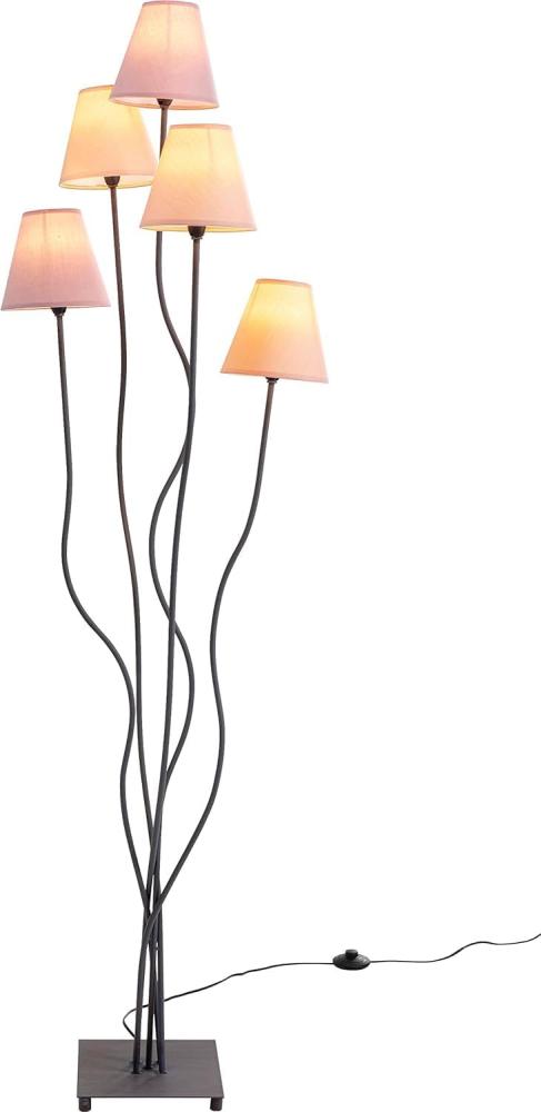 Kare Design Stehleuchte Flexible Berry Cinque, Retro Design, Stehlampe, Wohnzimmer, dezente Leselampe, Standleuchte, bunte Stoffschirmen (pink, lila, rose), (H/B/T) 163x40x35cm Bild 1