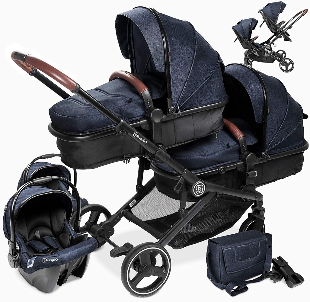 BabyGO 'Homey' Babywippe und Hochstuhl Family Set dark grey /natur inkl. Adapter Bild 1