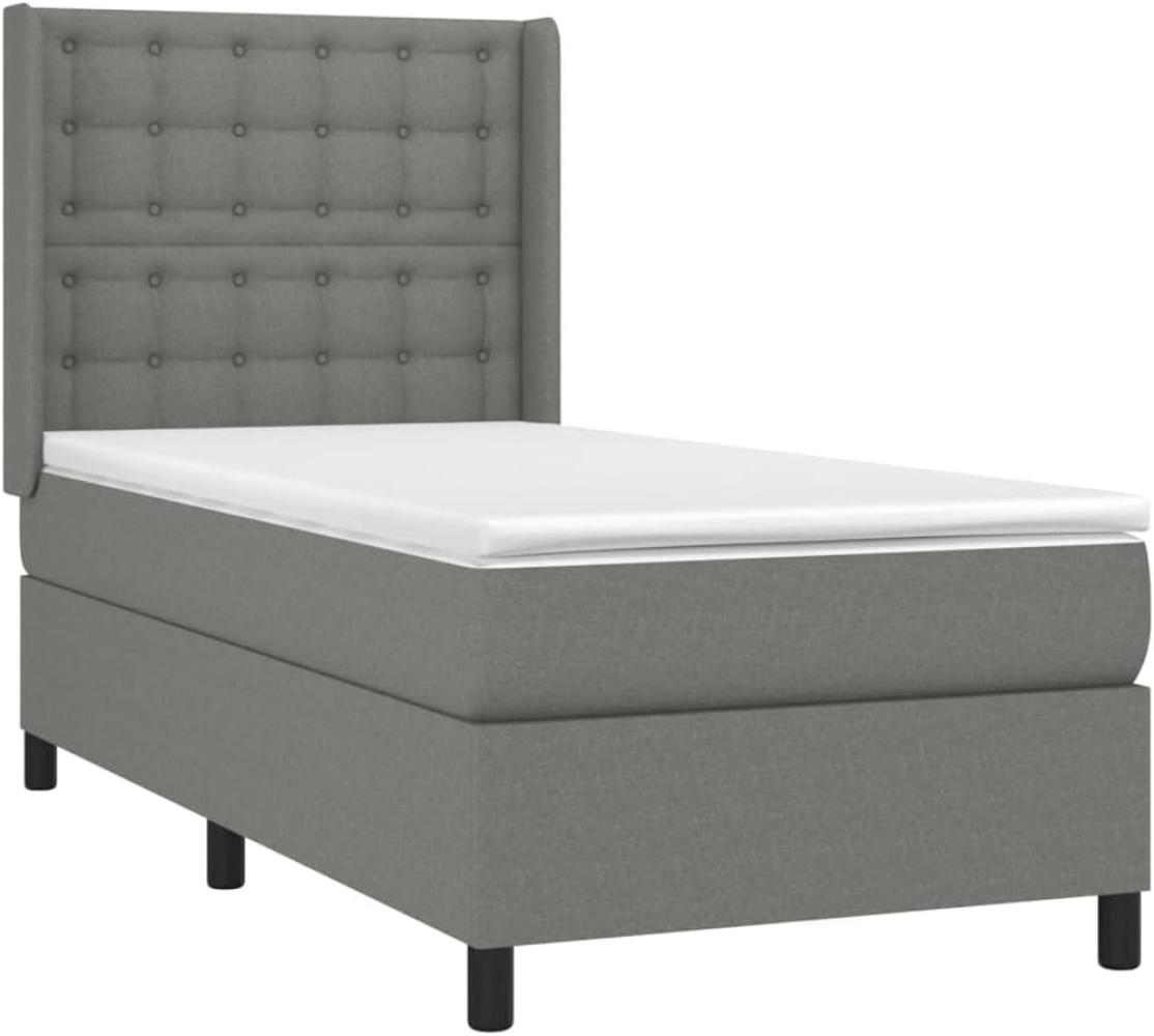 vidaXL Boxspringbett mit Matratze Dunkelgrau 90x190 cm Stoff 3131714 Bild 1