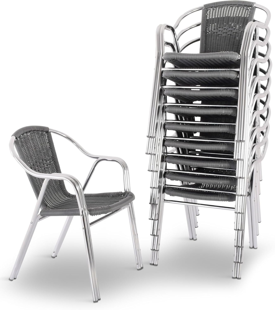 Raburg Bistrostuhl Outdoor-Stapelstuhl mit Armlehnen, Polyrattan, Alugestell, Vita (Set, 10 St), hochwertiges Doppelrohr-Aluminium-Gestell, bis 150 kg Bild 1