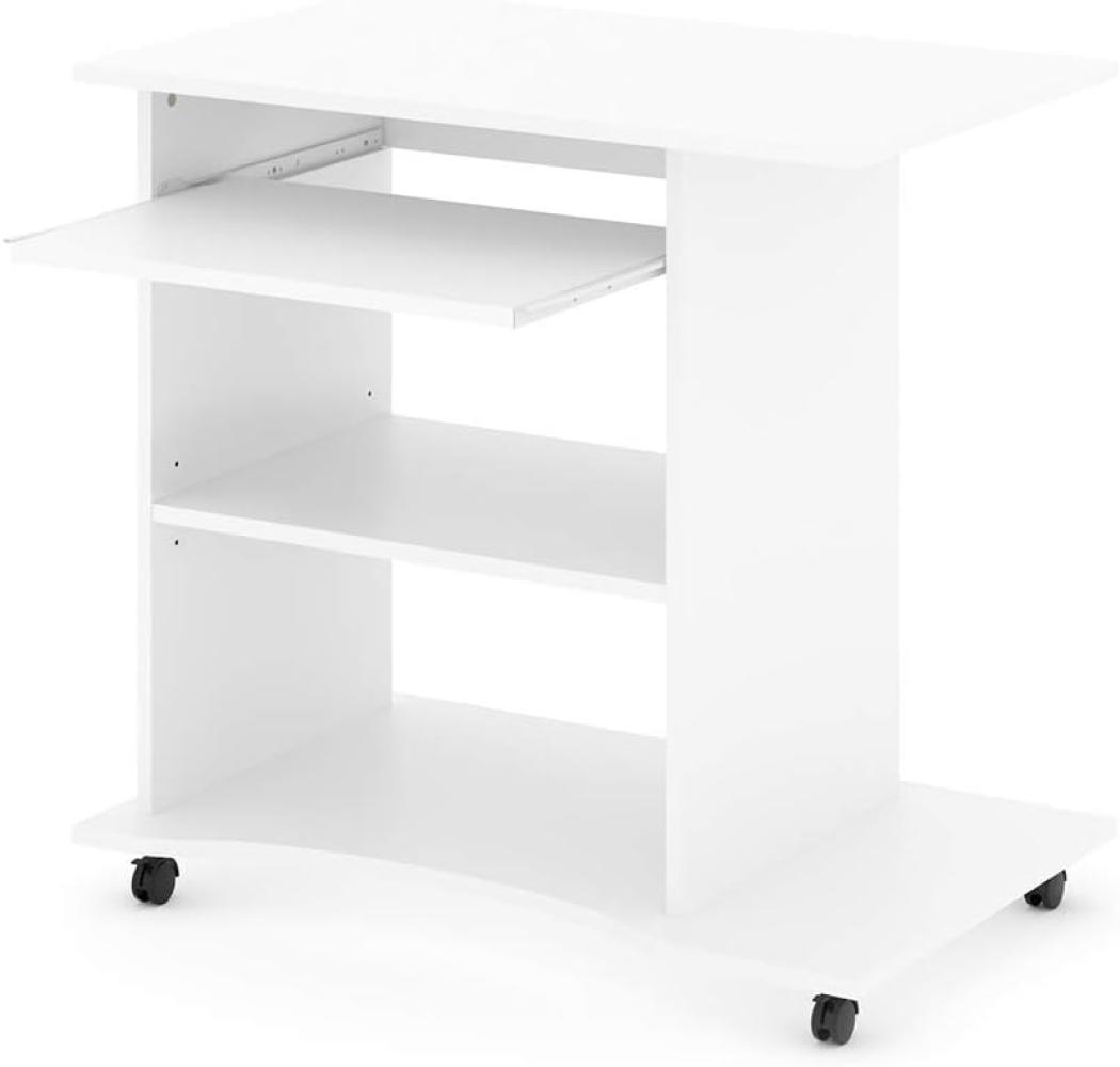 VICCO Computertisch HARM Tisch Bürotisch Laptoptisch Büro Schreibtisch rollbar Weiß Bild 1