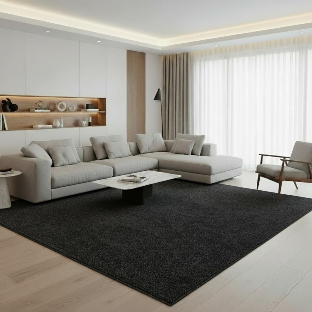 Jimri Teppich Lotus Wohnzimmer Teppich Einfarbig Kurzflor Läufer Uni, Rechteckig, Wohnzimmer Teppich Einfarbig Kurzflor Läufer Bild 1