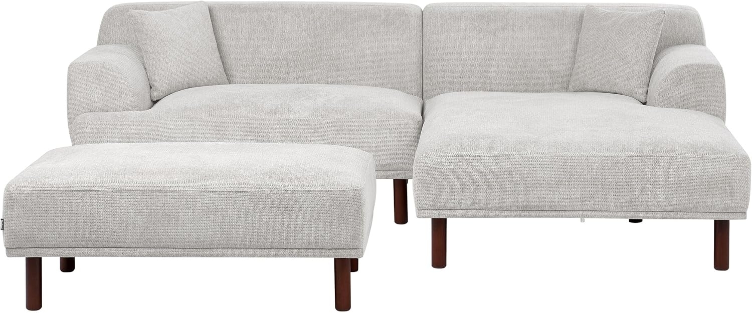 Ecksofa 3-Sitzer HOLT Stoff Hellgrau linksseitig Bild 1