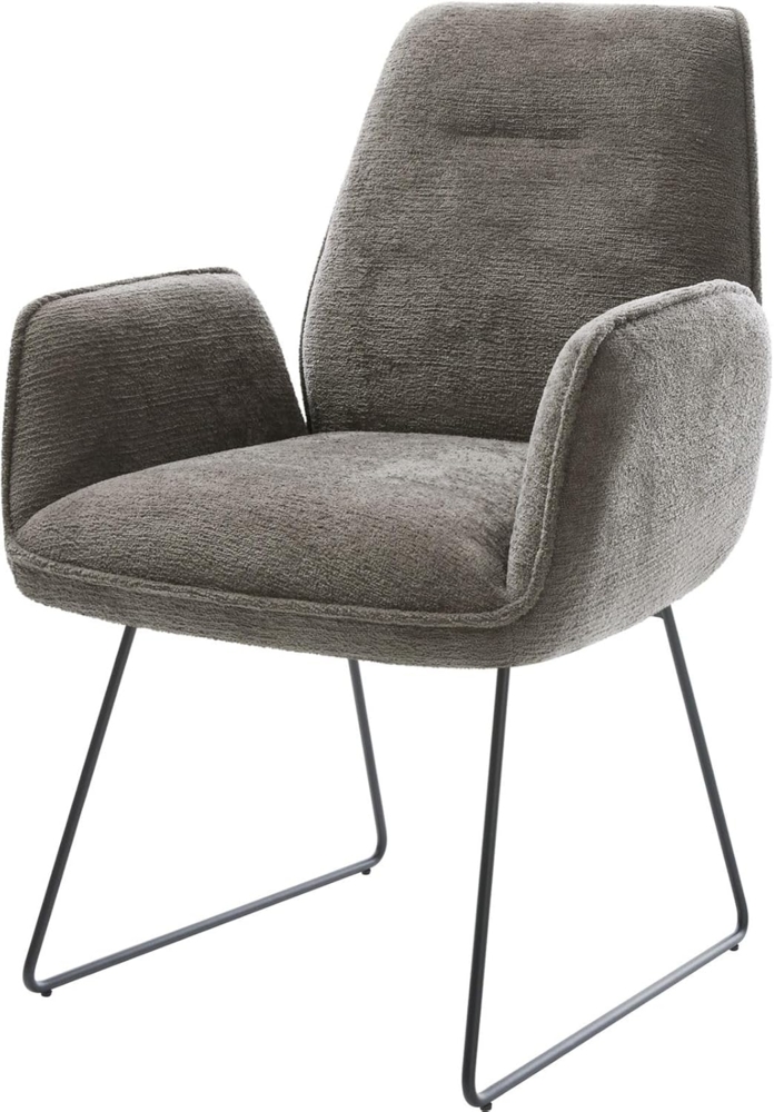 Esszimmerstuhl Zoa-Flex Bouclé Soft Schlamm Kufengestell Schwarz Taschenfederkern Bild 1