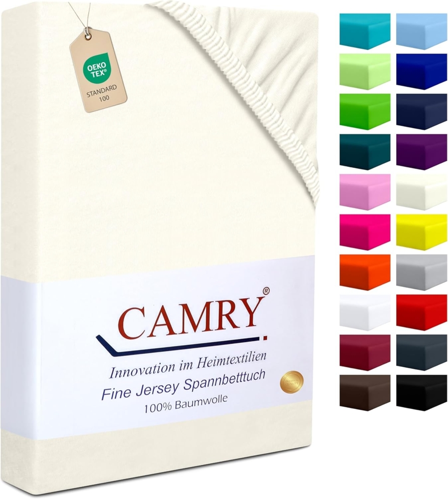 Camry Spannbettlaken CLASSIC, Jersey Baumwolle, Gummizug: rundum, viele Farben, alle Matratzenhöhen, Bettlaken, Spannbetttuch Bild 1