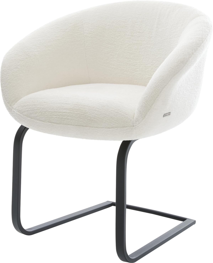 Freischwinger Vinka-Flex mit Armlehnen Bouclé Soft Beige Freischwinger flach Schwarz Taschenfederkern Bild 1