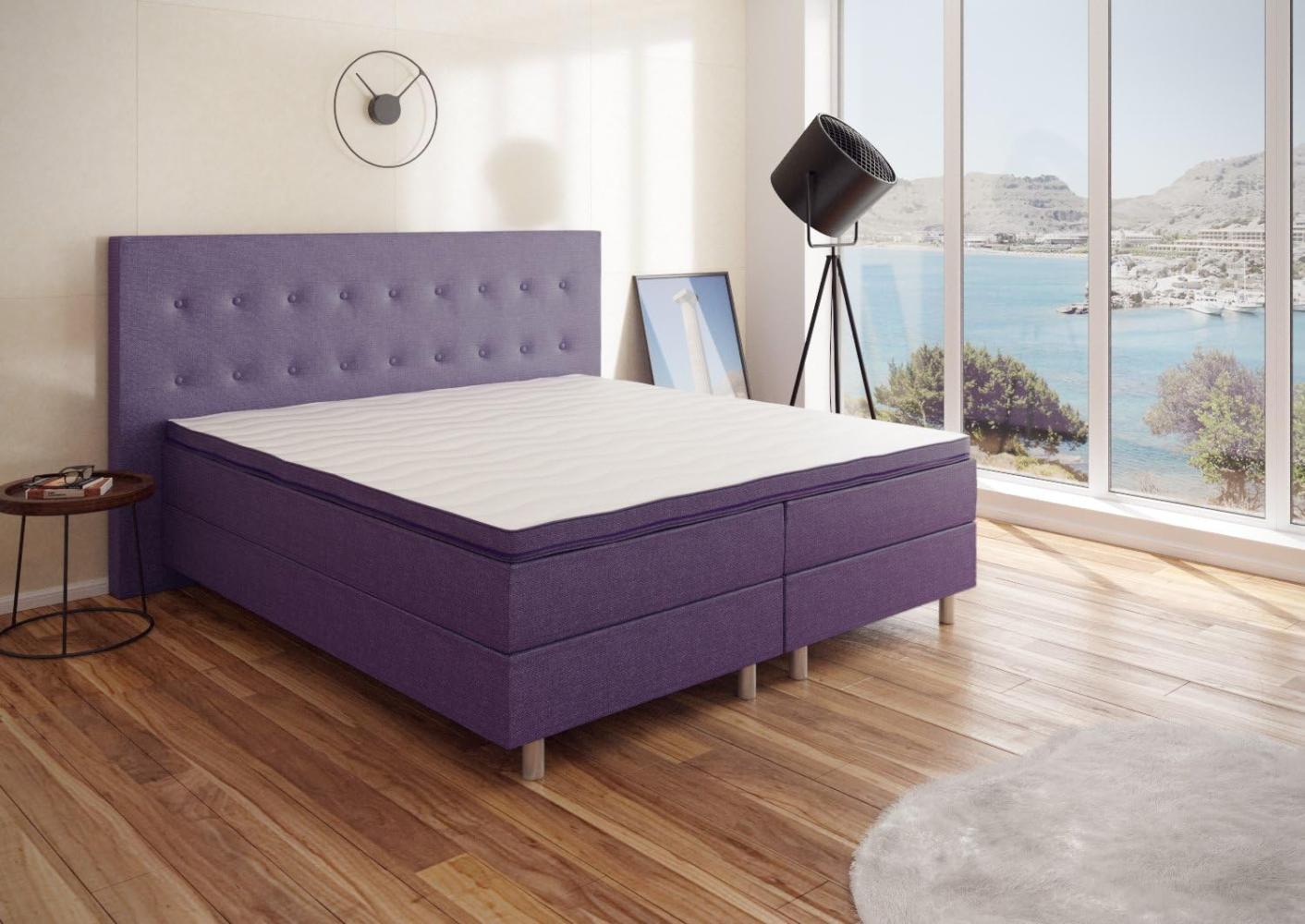 Best For You Boxspringbett Neo First Class Bett Polsterbett Violett Viele Größen 90x200 Bild 1