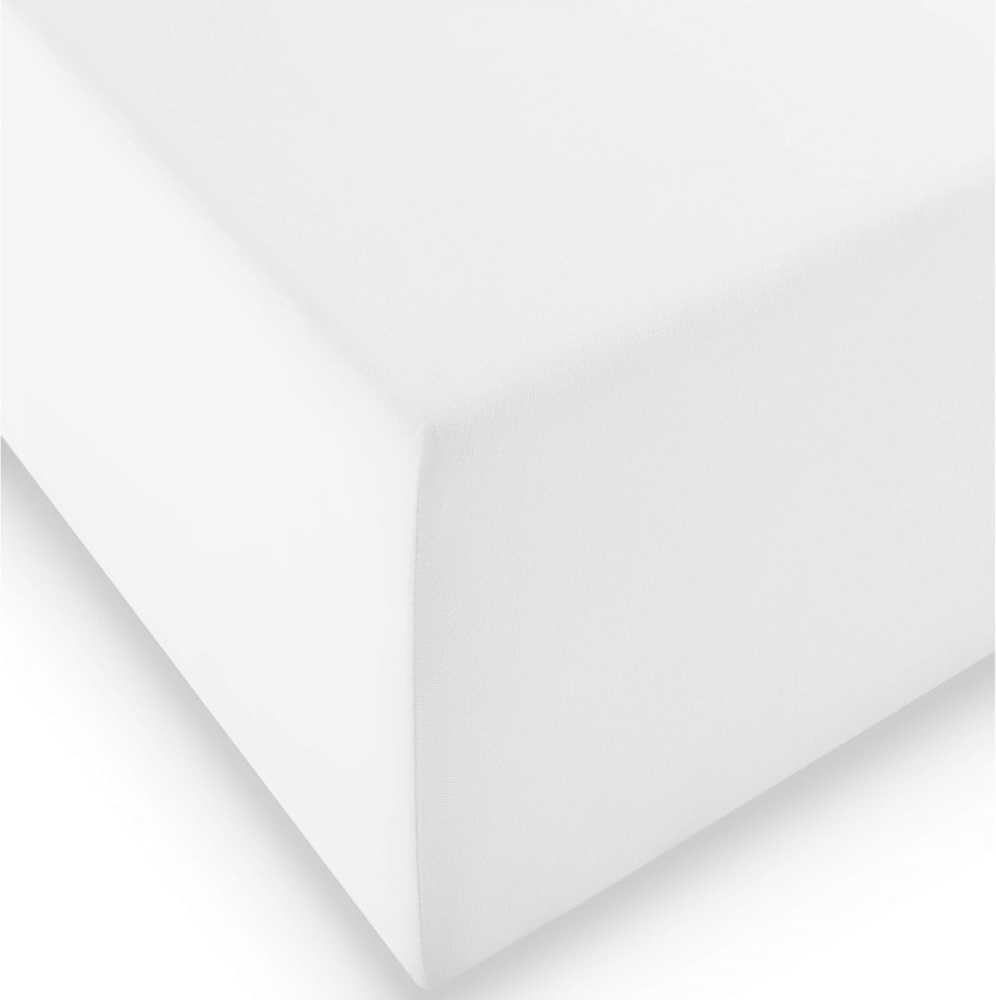 fleuresse 1119 XXL Jersey Stretch Spannbetttuch (96 Prozent Baumwolle, 4 Prozent Elasthan), mit Rumdumgummizug, Ökotex 100, für Matratzen bis 40 cm Höhe, 180x200 - 200x220 cm, weiß Bild 1