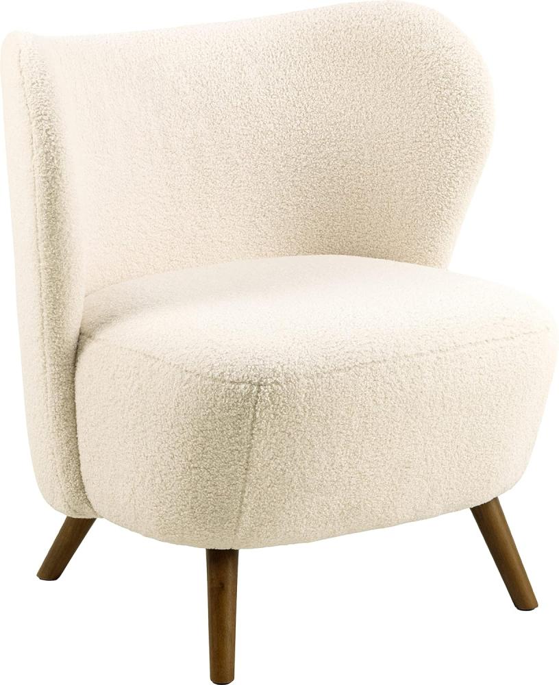 AC Design Furniture Christopher Sessel in Creme, Gepolsterter Ohrensessel mit Teddyähnlichem Stoff und Dunkelbraunen Beinen, Loungesessel für Wohnzimmer, Cocktailsessel im Skandinavischen Stil Bild 1