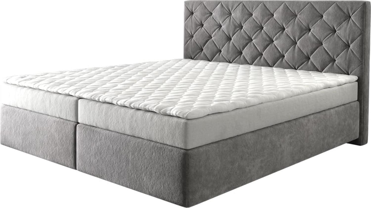 Boxspringbett Dream-Great 180x200 cm Mikrofaser Taupe mit Matratze und Topper Bild 1
