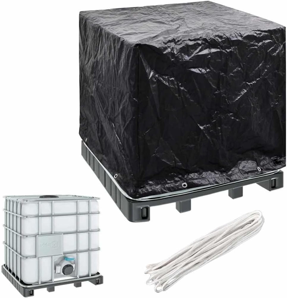 vidaXL Abdeckung mit 8 Ösen für IBC-Tank, Polyethylen schwarz, 100 x 116 x 120 cm Bild 1