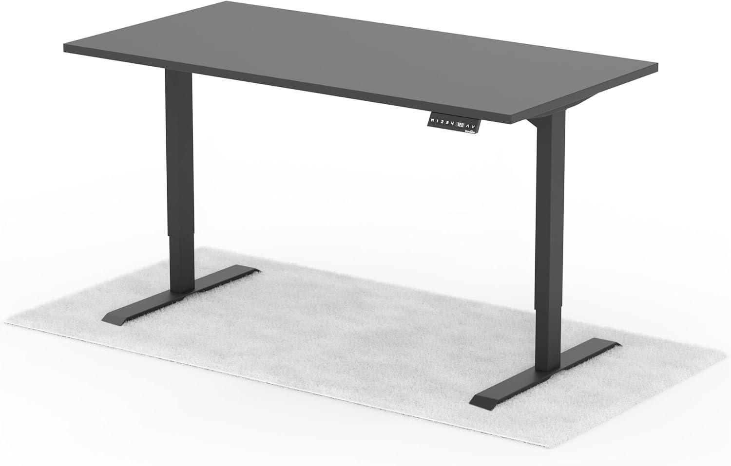 elektrisch höhenverstellbarer Schreibtisch DESK 160 x 80 cm - Gestell Schwarz, Platte Anthrazit Bild 1