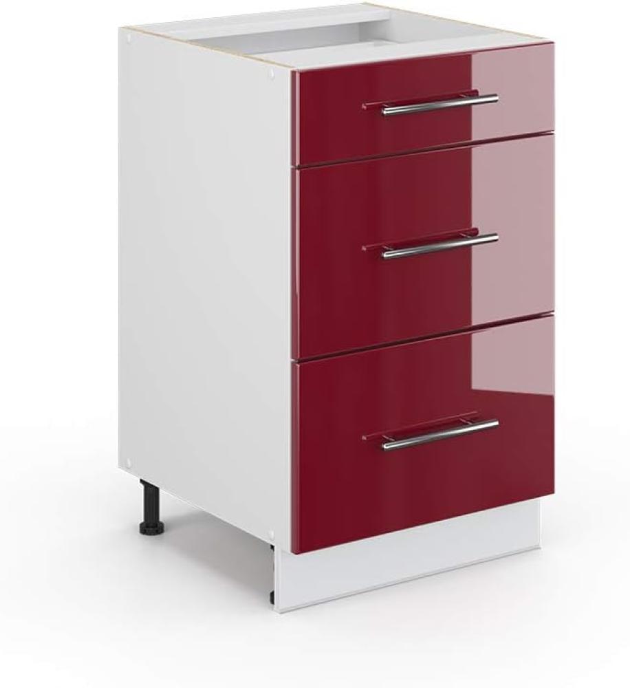 Vicco Küchenschrank Hängeschrank Unterschrank Küchenzeile Hochglanz Fame-Line (Bordeaux Hochglanz, Schubunterschrank 50 cm) Bild 1