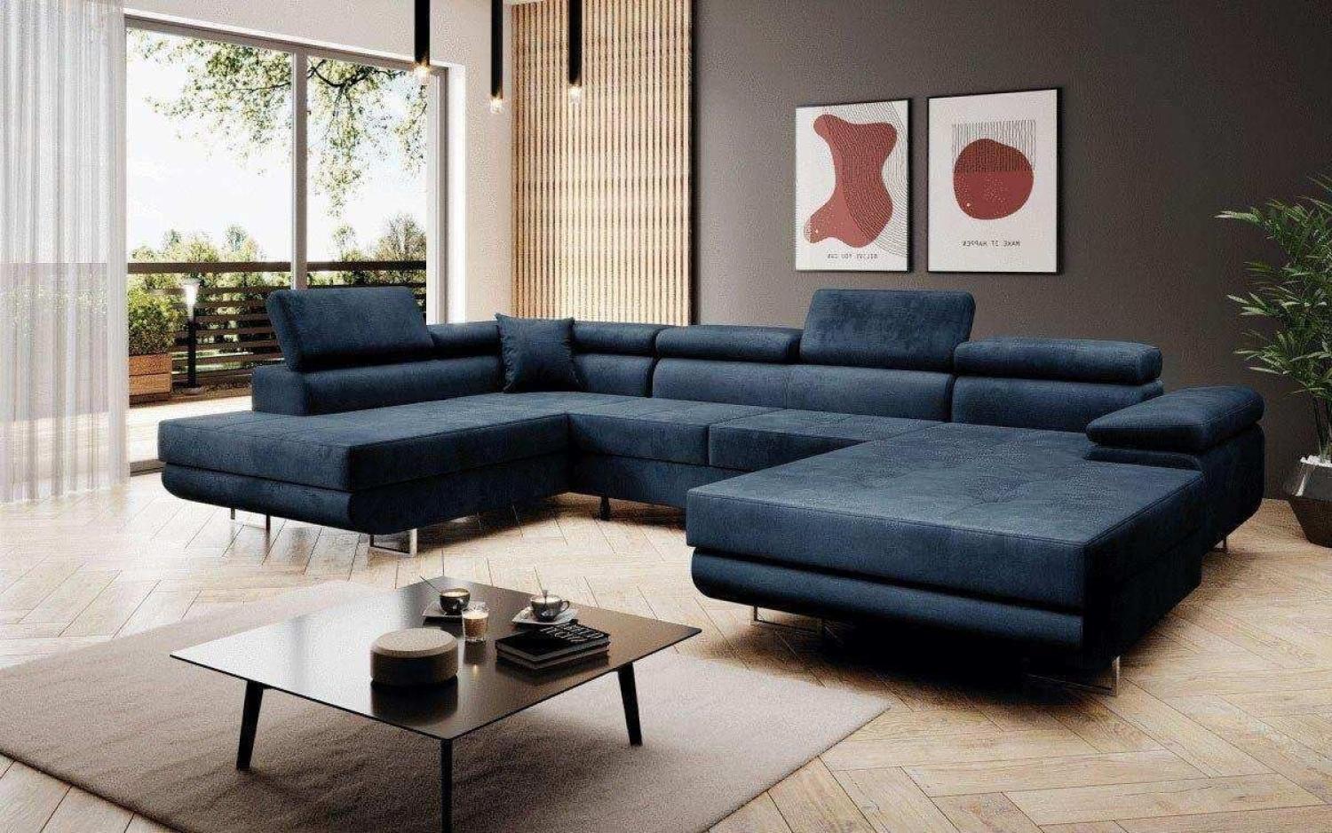 Designer Sofa Lago mit Schlaf und Klappfunktion (Samt) Hellgrau Rechts Bild 1