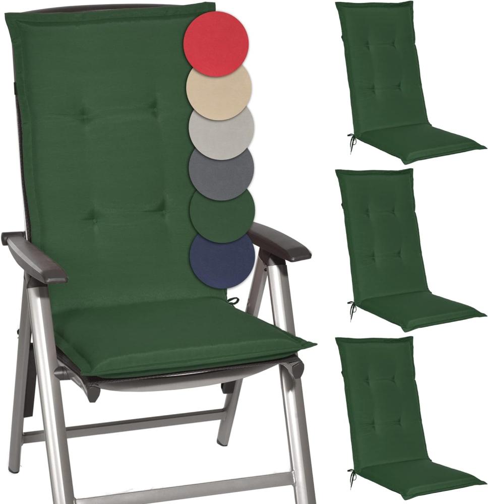 Beautissu 4er Set Hochlehner Auflagen Loft HL 120x50x6cm dunkelgrün Bild 1