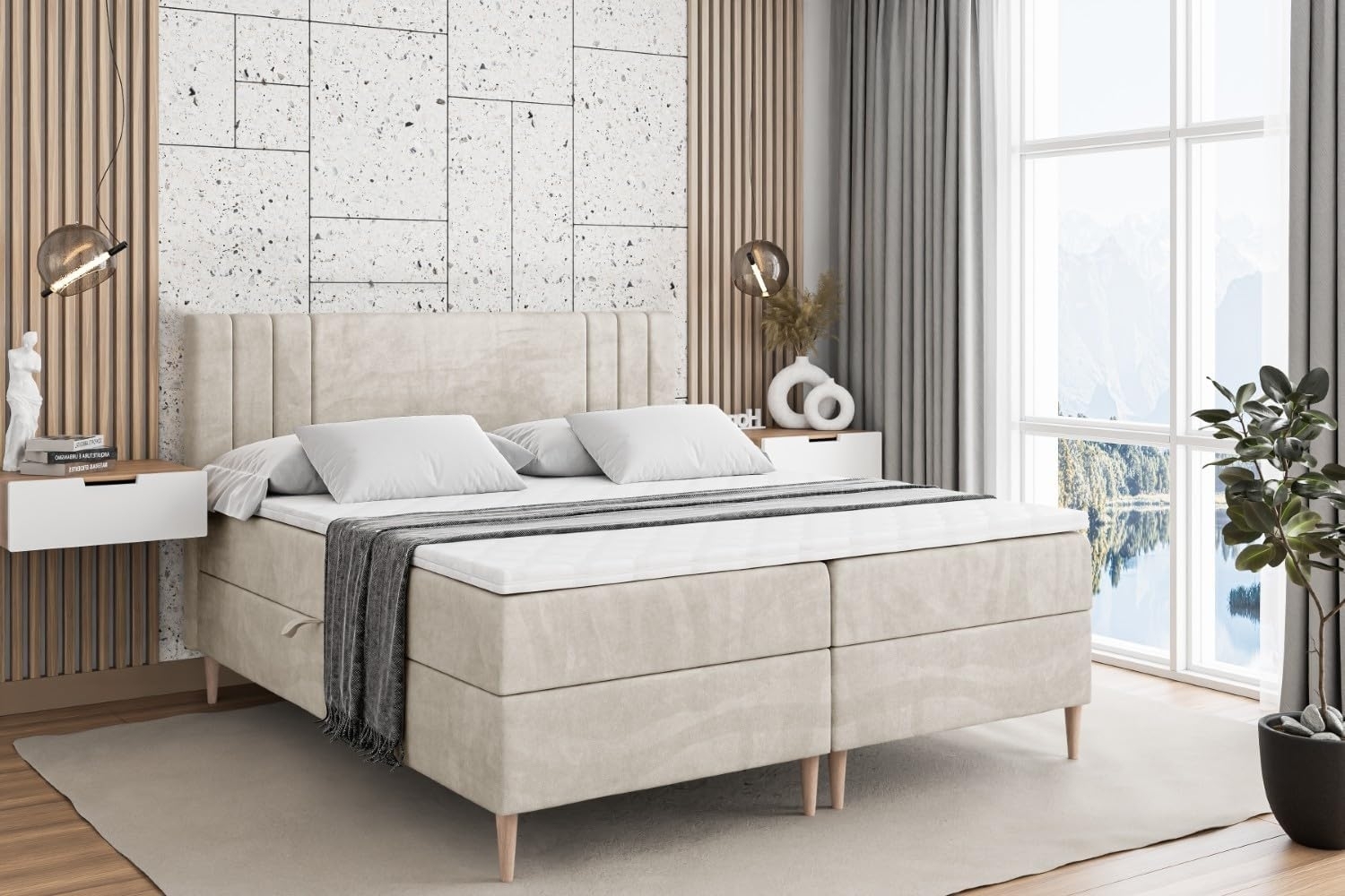 ALTDECOR Boxbett IDRIKO-F (Multipocket-Matratze H4, H3 Matratze Bonellfederung, Topper, Kopfteil) Bild 1