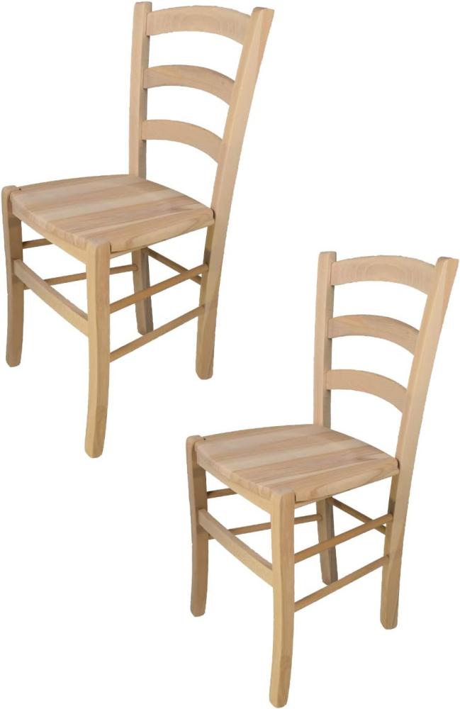 Tommychairs - 2er Set Stühle Venezia für Küche und Esszimmer, robuste Struktur aus poliertem Buchenholz, unbehandelt und 100% natürlich, Sitzfläche aus poliertem Holz Bild 1