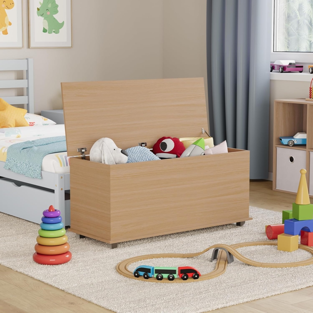Vida Designs Leon Spielzeugkiste Kiefer Holz Kinder Aufbewahrungsbox Truhe mit Deckel Abdeckungen und Decken Kinder Tidy Bin Bild 1