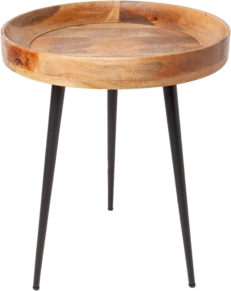 riess-ambiente Beistelltisch PURE NATURE Ø45cm natur / schwarz (Einzelartikel, 1-St), Wohnzimmer · Mango-Massivholz · Metall-Beine · rund · Schlafzimmer Bild 1