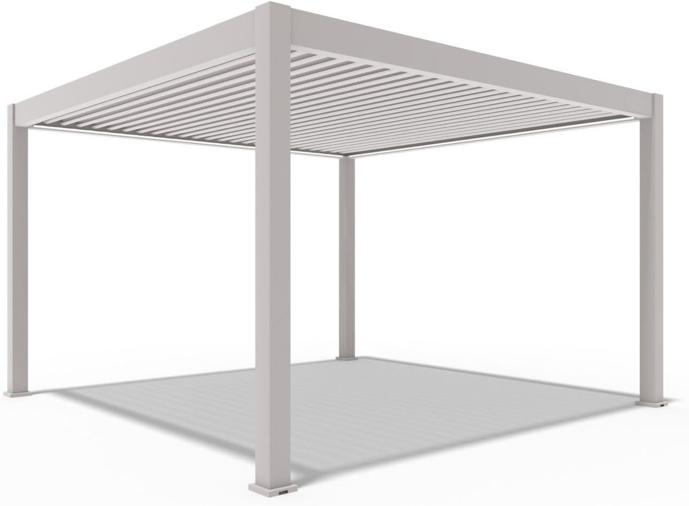 Weide E-Deluxe Plus | elektrische Pergola mit LED | Voll Aluminium | 4 x 4 M | motorisiertes Lamellendach Ivory Sand Bild 1