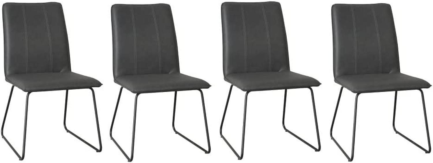 Stuhlset 4er-Set "Fiesto" Bezug anthrazit Metall schwarz Bild 1