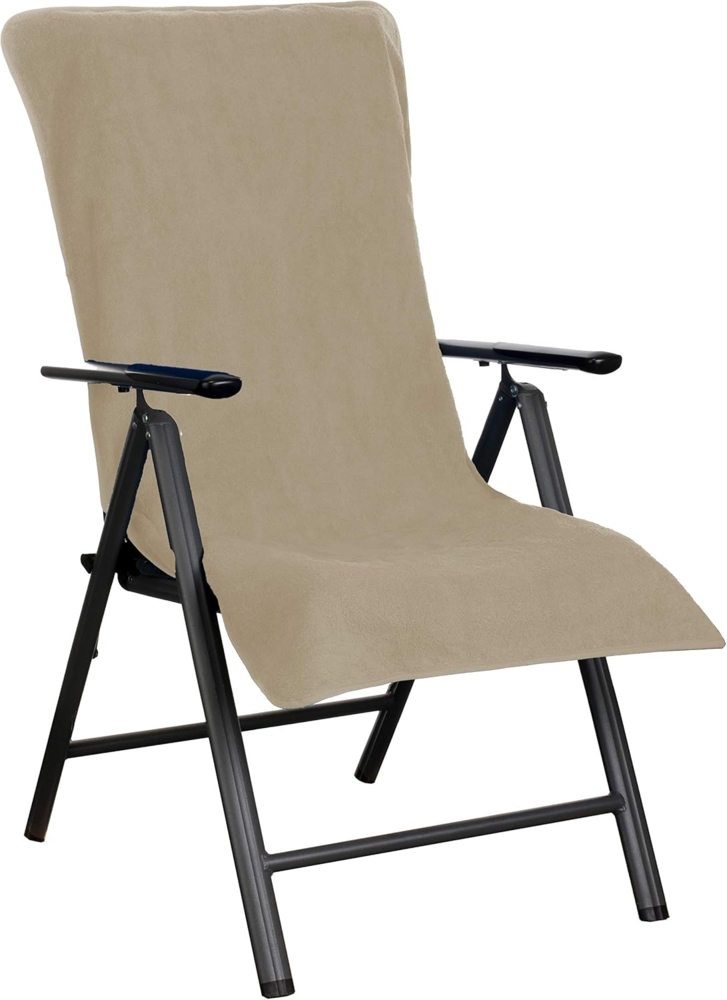 Brandsseller Frottee-Schonbezug für Gart enstuhl und Gartenliege sowie als Strandliegenauflage - aus 100% Baumwolle - (Taupe-Beige ) Bild 1