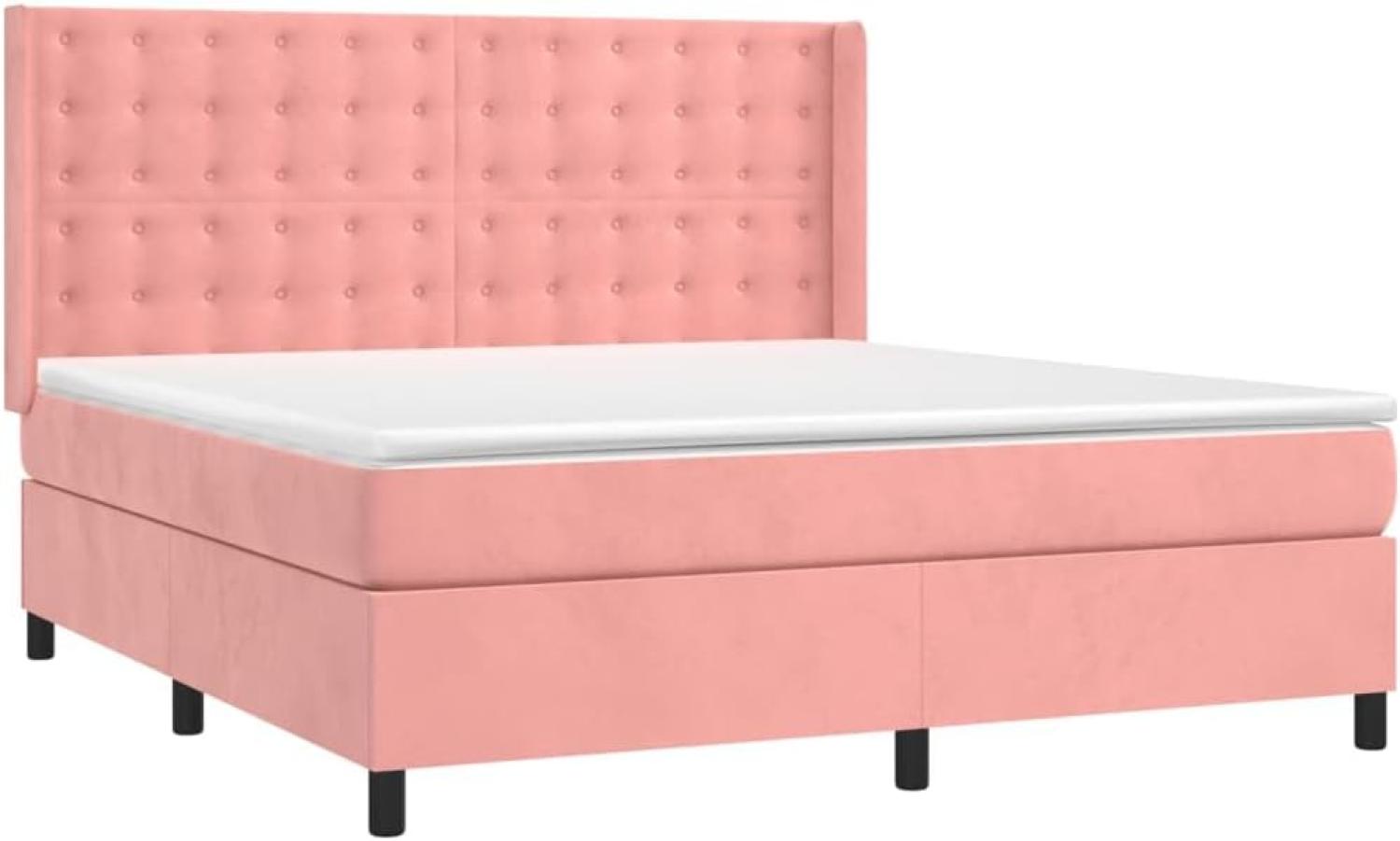 vidaXL Boxspringbett mit Matratze Rosa 180x200 cm Samt 3132938 Bild 1