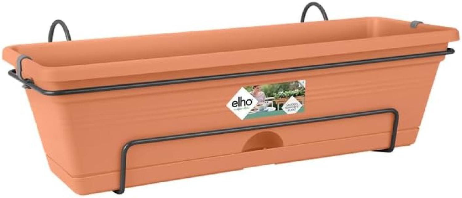 Elho green basics Balkonkasten Allin1 70 Viereckiger Balkonblumenkasten in Mild Terra Für den Outdoor-Bereich W 68,5 x H 16,5 x D 26 cm Bild 1