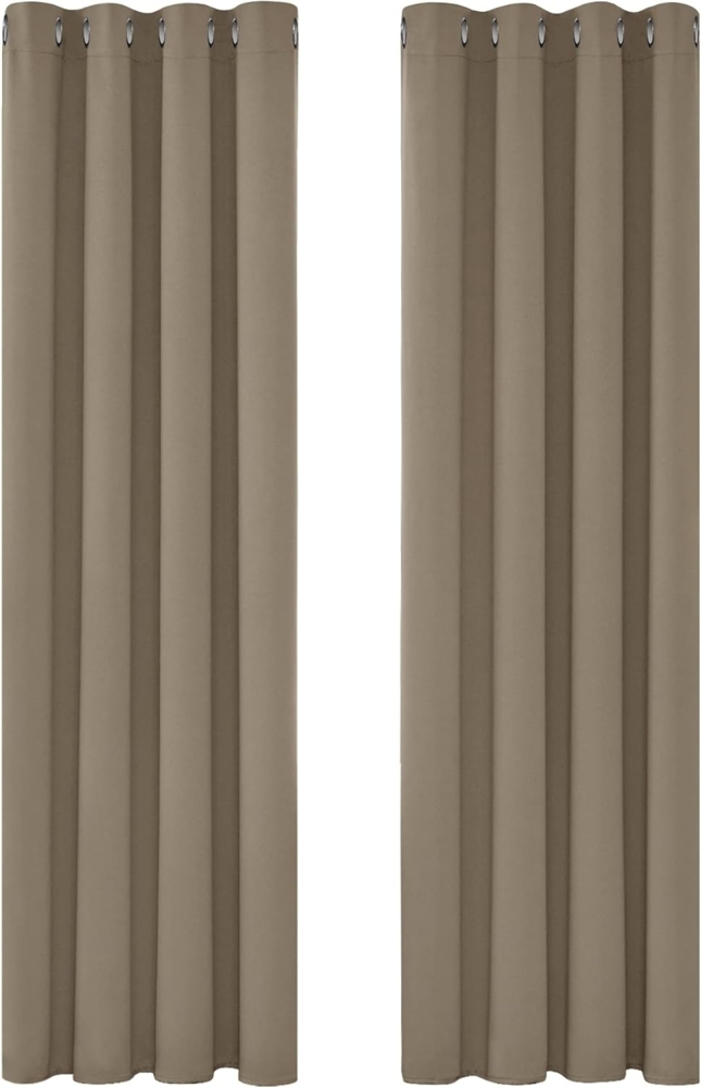 Deconovo Vorhang Blickdicht Verdunkelungsvorhang Ösenvorhang Blickdicht, 229x168 cm(HöhexBreite), Taupe, 2er Set Bild 1