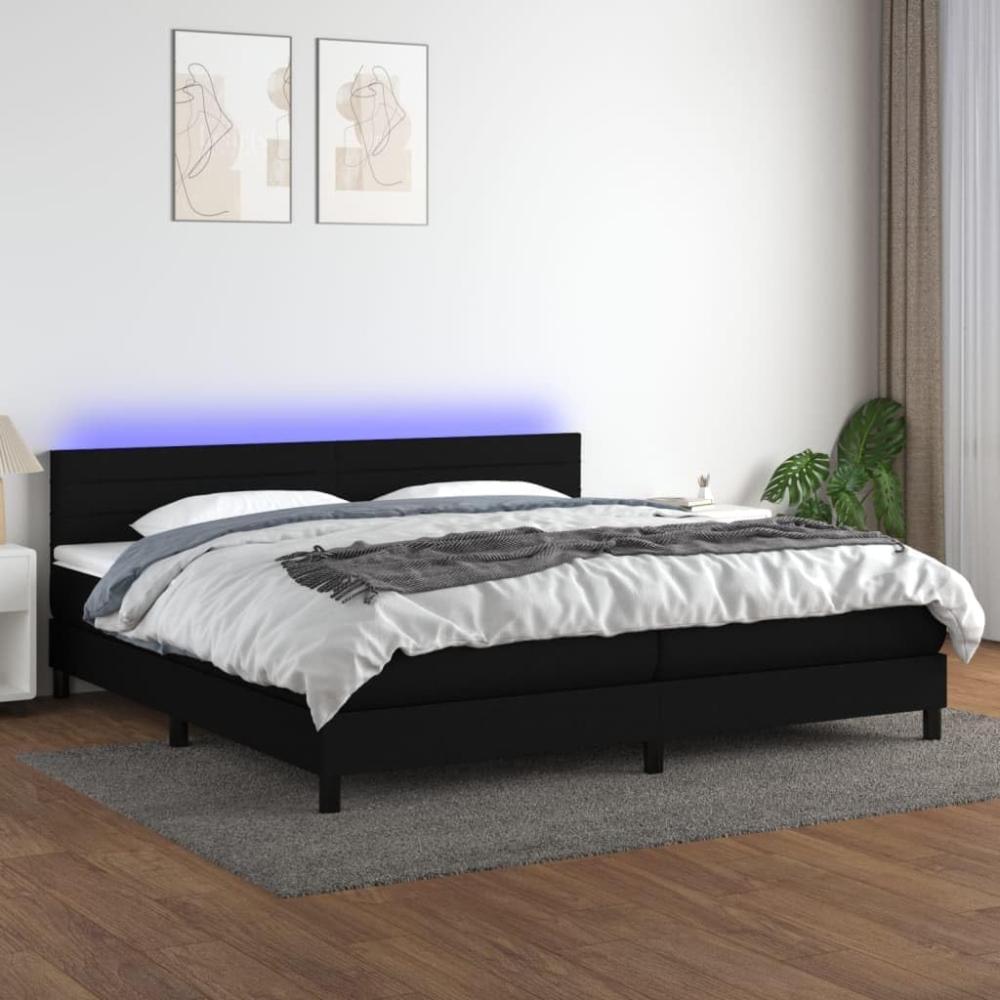 vidaXL Polsterbett mit Matratze und LED-Beleuchtung Schwarz 200x200 cm Bild 1