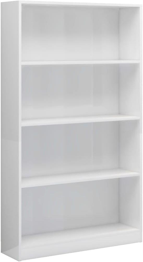 vidaXL Bücherregal 4 Fächer Standregal Aktenregal Wandregal Raumteiler Regal Raumtrenner Büroregal Mehrzweckregal Hochglanz-Weiß 80x24x142cm Holzwerkstoff Bild 1