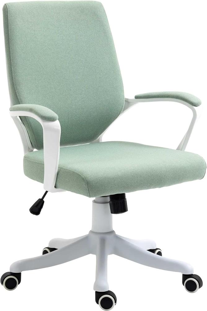 Vinsetto Bürostuhl Schreibtischstuhl Home-Office-Stuhl mit Wippenfunktion Rückenlehne höhenverstellbarer dick gepolstert ergonomisch 360°-Drehräder Polyester Nylon PP Grün+Weiß 62x69x92-100 cm Bild 1