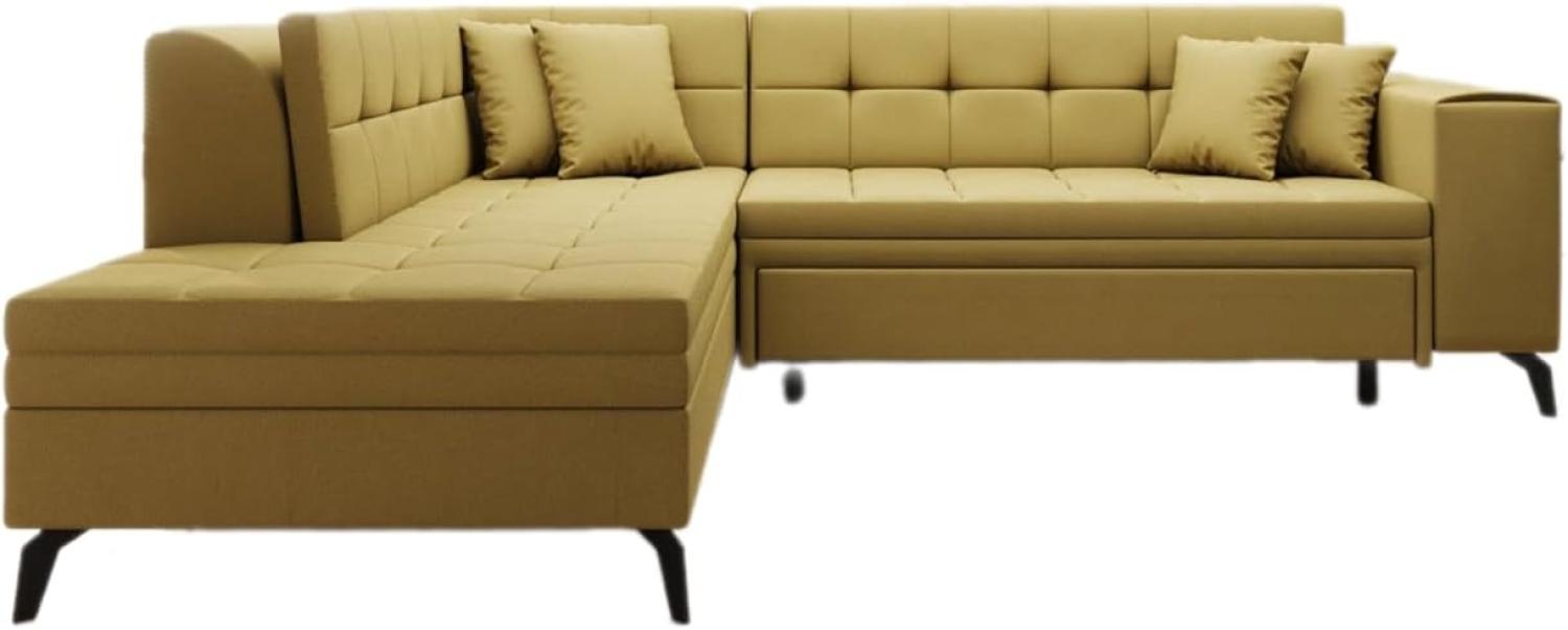 Designer Sofa Lania mit Schlaffunktion Stoff Senf Links Bild 1