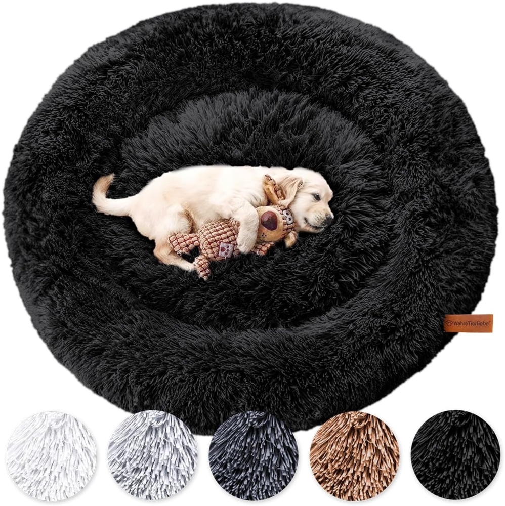 Hundebett Fluffy Plus Schwarz - M - 80cm Bild 1